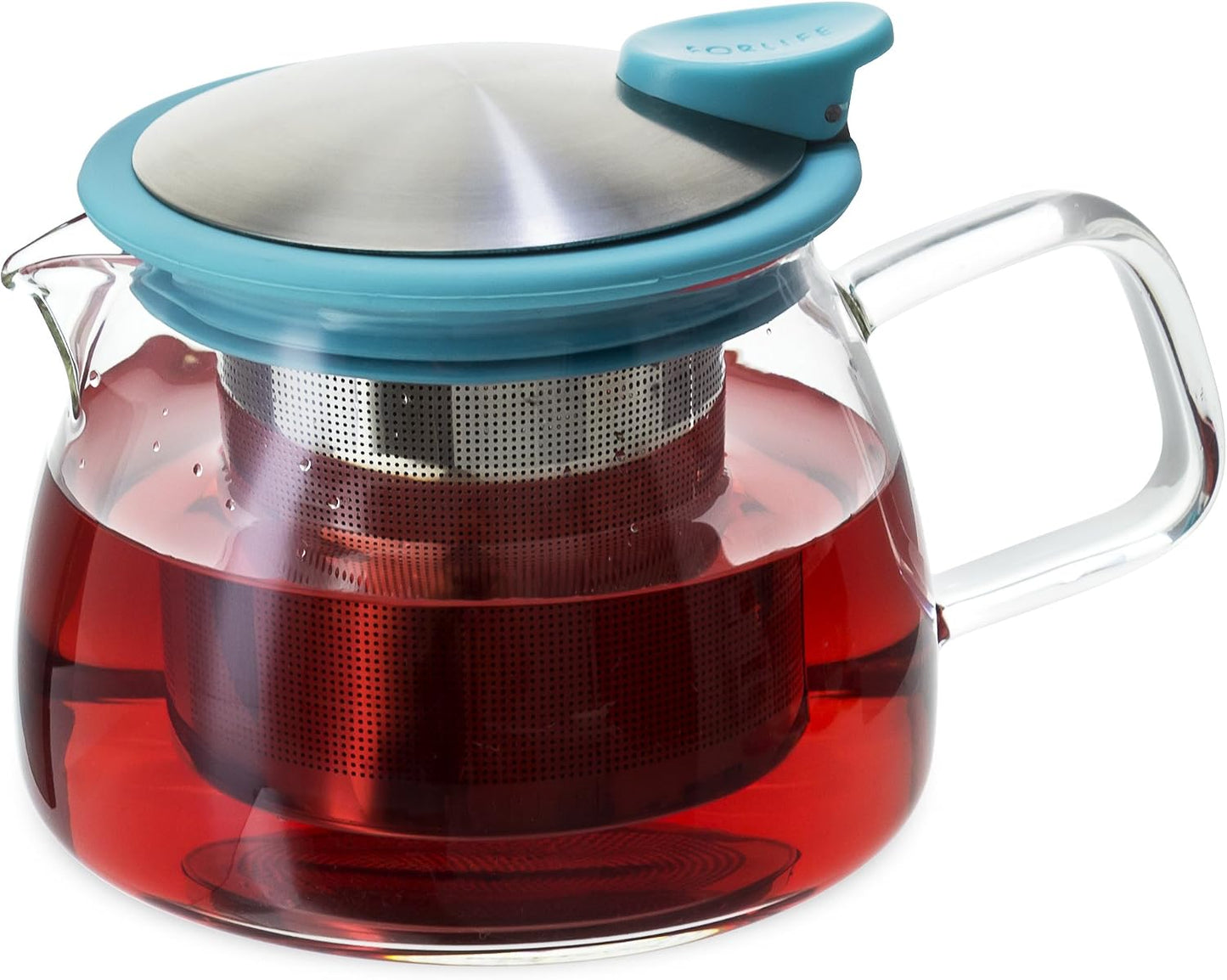 Forlife Bell Glass Teapot with Basket Infuser, 14-Ounce/430ml, White