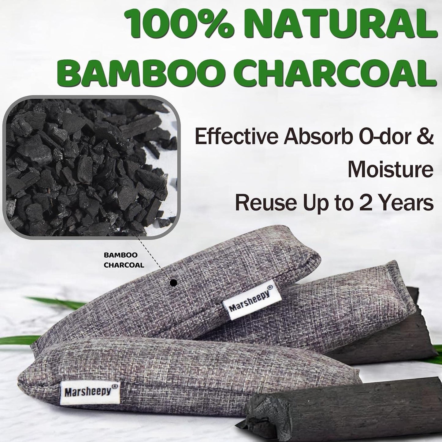 6 Pack Activated Charcoal Shoe Odor Eliminator, Shoe Deodorizer insert Bag | 100% Natural Shoes Smell Remover，eliminates odor naturally,(60g X 6 PACK)