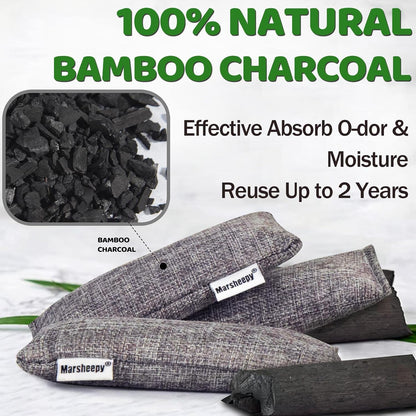 6 Pack Activated Charcoal Shoe Odor Eliminator, Shoe Deodorizer insert Bag | 100% Natural Shoes Smell Remover，eliminates odor naturally,(60g X 6 PACK)
