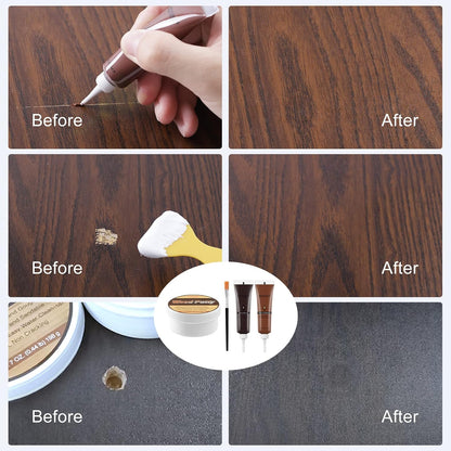 SEISSO Furniture Repair Kit - Set of 42 - Wood Repair Kit Wood Fillers, Furniture Scratch Repair Markers and Wax Sticks with Scraper, Brushes, for Scratches, Stains, Wood Floor, Laminate, Cabinet