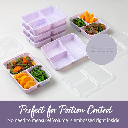 Bentgo Prep 3-Compartment Meal Prep Containers with Lids, 20 Piece Set | 4-Cup Capacity, Portion Control, Stackable, Microwave, Freezer & Dishwasher-Safe, PFAS & BPA-Free (Navy Blue)
