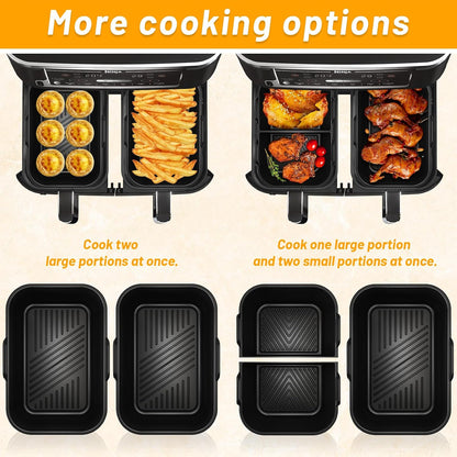 Silicone Air Fryer Liners 4 Pack for Ninja Foodi DZ201 DZ401 DZ550 DZ320 | Reusable Silicone Air Fryer Basket Liners for COSORI 9QT, Bella 4Qt, Chefman, Instant and 8–10QT Dual Basket Air Fryers