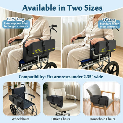 AOSSA Wheelchair Armrest Pad with Lateral Support, Arm Trough Cushion for Wheelchair Attachment, Ergonomic Arm Rest Elbow Pillow for Torso Side Leaning, Foam Arm Platform for Elderly (11")