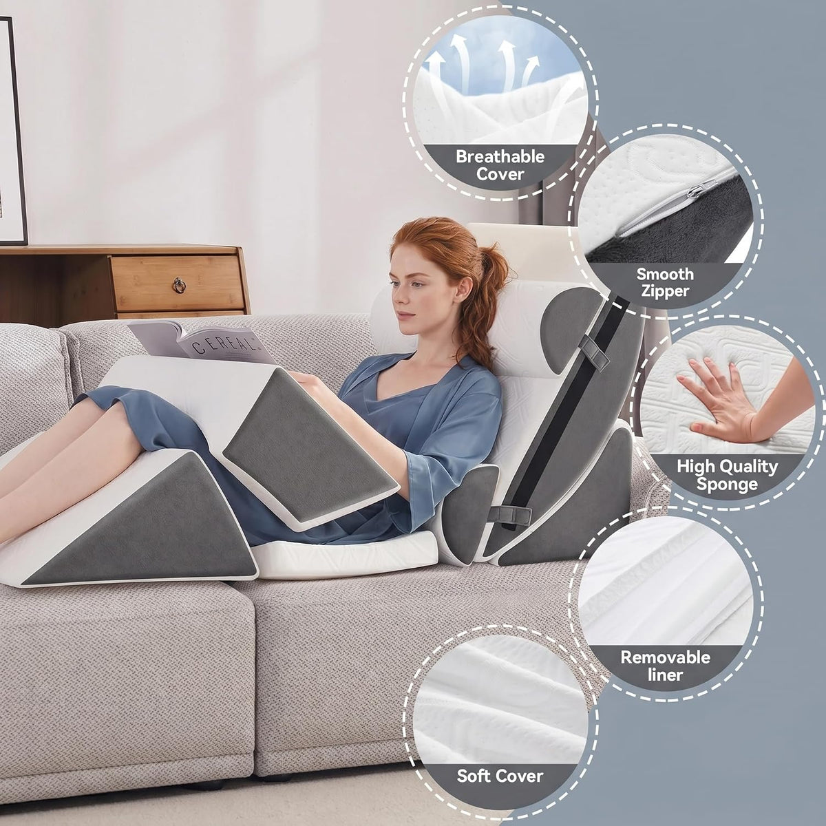 Wedge Pillow Set for After Surgery,Bed Pillow for Sleeping