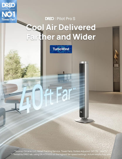DREO Tower Fan for Bedroom, 90° Oscillating Fans that Blow Cold Air