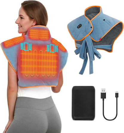 Vofuoti Portable Heating Pad for Neck and Shoulders with Massager 12V