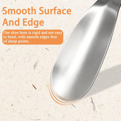 2 Pack Metal Shoehorns, 7.28 Inch Shoe Horn for Travel, Portable with Hanging Hole, Silver