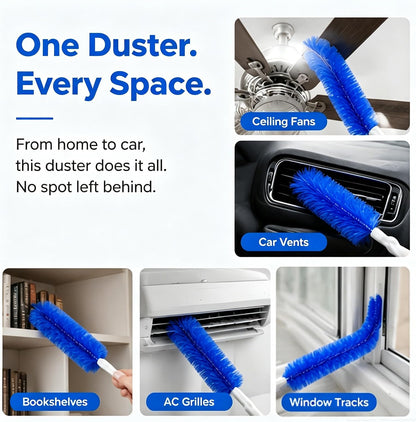 Fan Cleaning Brush – Bendable Microfiber Duster, Reusable Dust Remover, Washable, for Electric Fans, Air Conditioning, Blinds, Vents, Car & Home Use，Blue：2