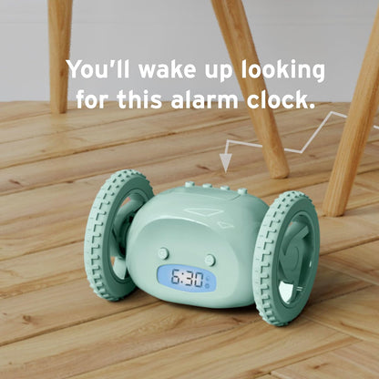 CLOCKY Alarm Clock on Wheels – Loud Rolling Alarm Clock for Heavy Sleepers | Runaway Clock that Jumps & Runs to Wake You Up | Funny Unique Gift for Adults, Teens & Kids Bedrooms (Black)