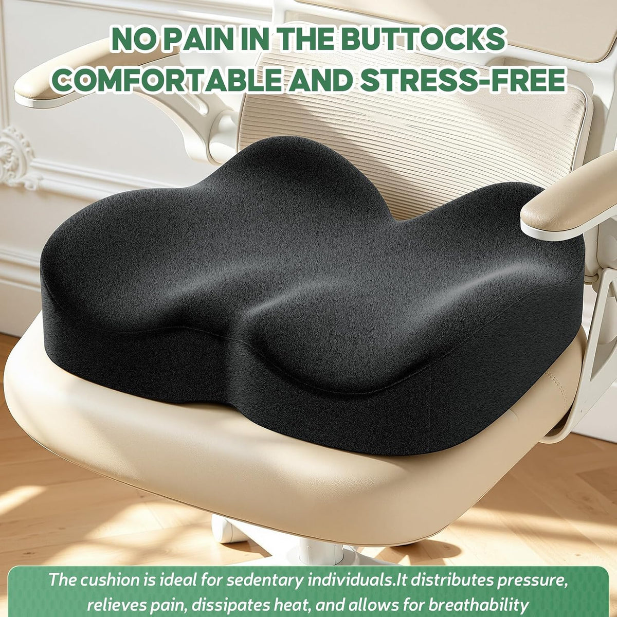 Benazcap Memory Foam Seat Cushion, Ergonomic Office Chair Pressure Relief