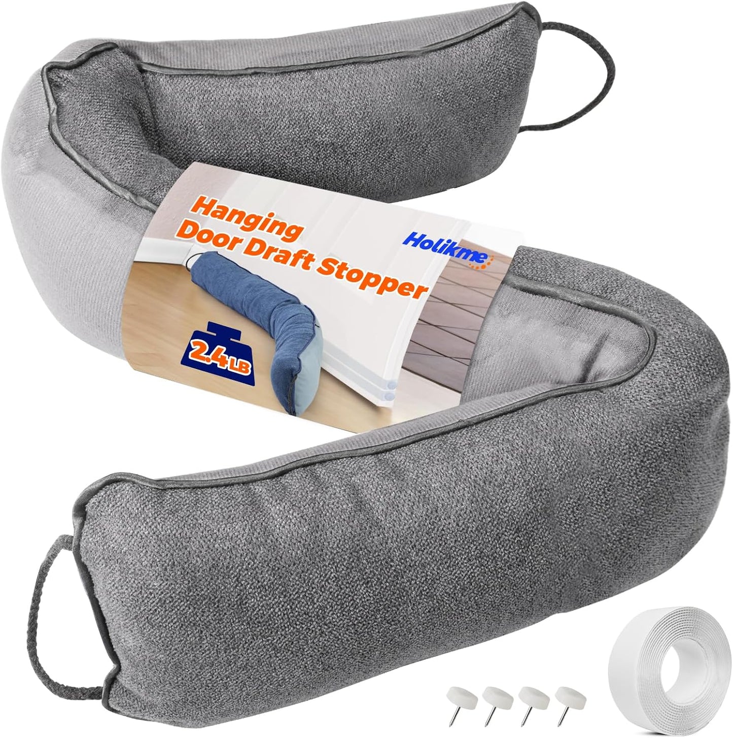 Holikme Weighted Door Draft Stopper - Under Door Seal, 36inch Black | Heavy Duty Fabric, Removable Washable Cover, Hook-and-Loop Fasteners Included, Soundproof & Thermal Insulation, Energy Saving