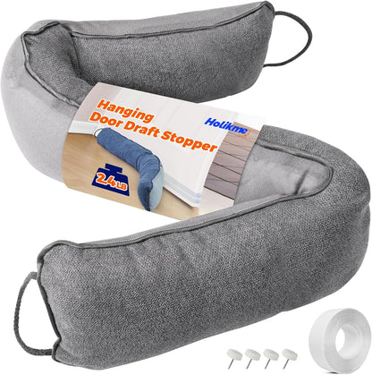 Holikme Weighted Door Draft Stopper - Under Door Seal, 36inch Black | Heavy Duty Fabric, Removable Washable Cover, Hook-and-Loop Fasteners Included, Soundproof & Thermal Insulation, Energy Saving