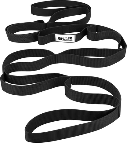 Stretching Strap for Physical Therapy and Home Rehab, 10 Loops | Non-Elastic Yoga Strap for Hamstring, Calf and Back Stretching, Mobility, Exercise, Pilates, Flexibility