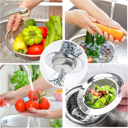 2pcs Heavy Duty Stainless Steel Slop Basket Filter Trap, 2.75" Top / 1" Mesh Metal Sink Strainer Shower Drain Hair Catcher for Kitchen Bathroom Bathtub Wash Basin Floor Balcony Drain Hole, Utility