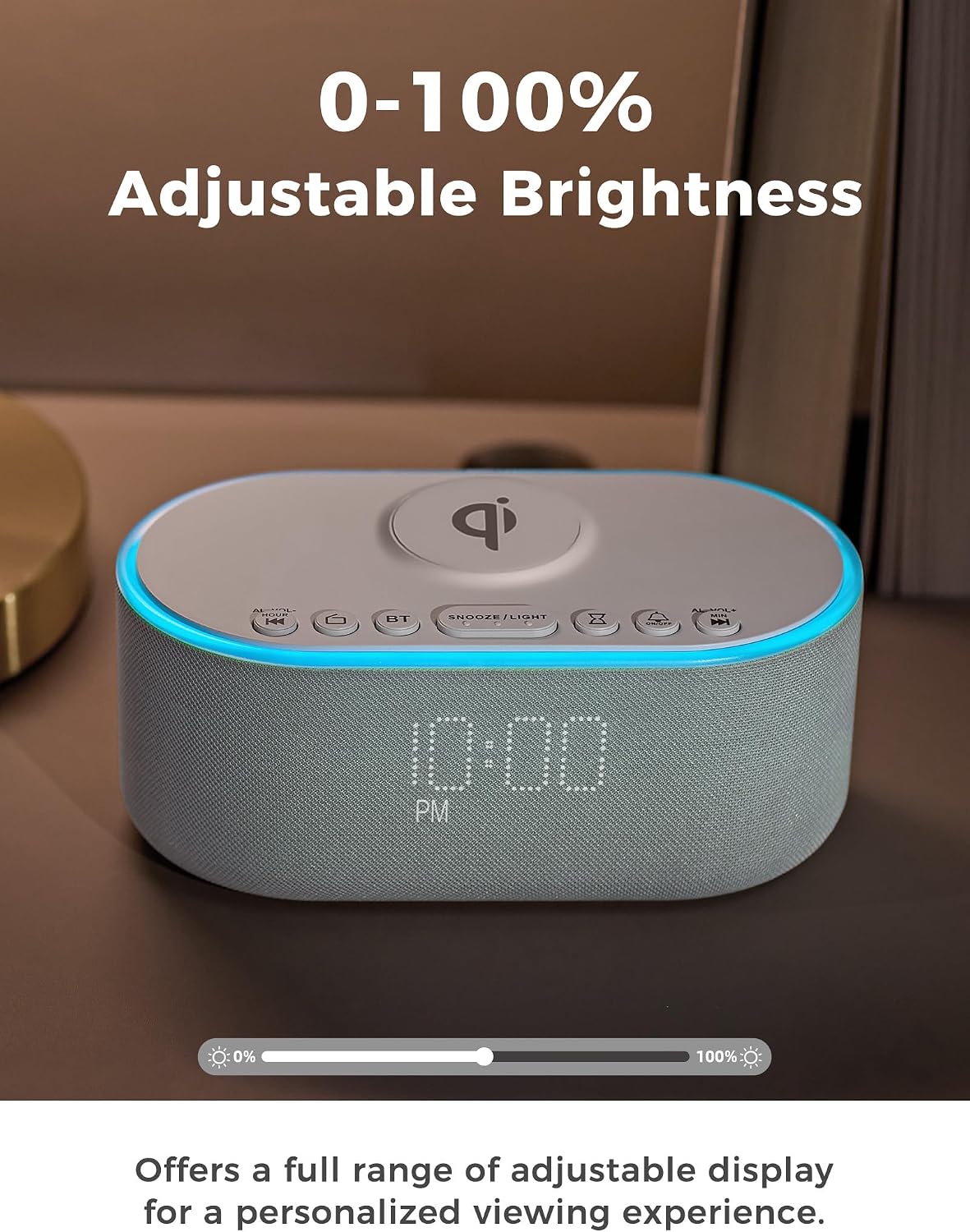 Odokee Qi Certified Wireless Charging Alarm Clock Radio for Bedroom