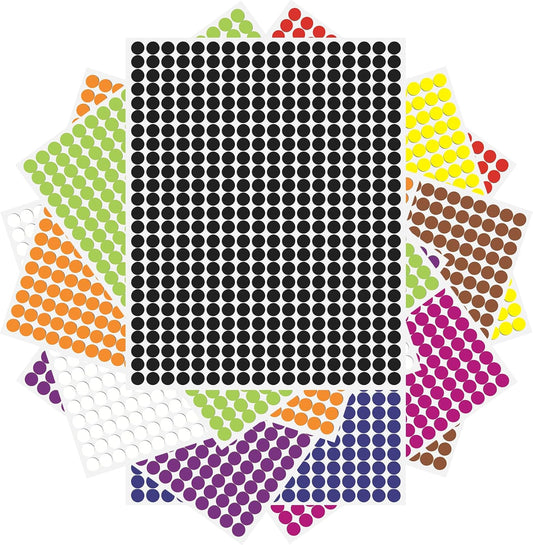 4500 Pcs Small Colored Dot Stickers 1/4 inch - Round Adhesive Labels for Office, Classroom, and Home Organization - 10 Vibrant Assorted Colors for Easy Labeling and Inventory Management