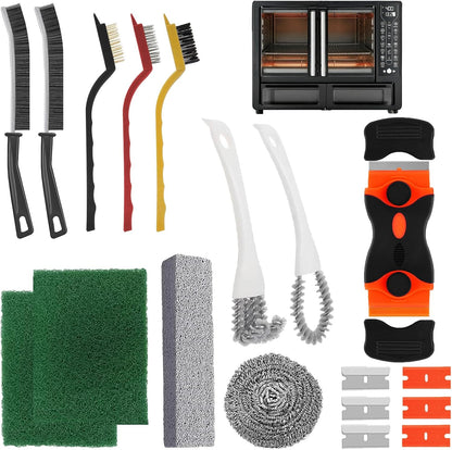 Heavy Duty Oven Cleaner Brush Set, Oven Cleaning Accessories Tools, for Deep Cleaning Stoves, Grills, Ovens & Kitchen Surfaces - Removes Tough Grease & Carbon Buildup
