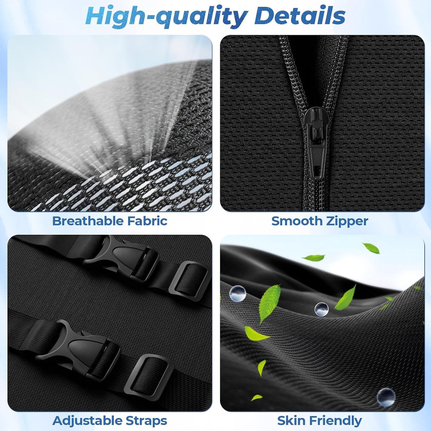 Lumbar Support Pillow, Ergonomic Back Cushion for Office Chair, Black/Large | Memory Foam Back Pillow with Adjustable Strap for Long-Hour Sitting , Gaming Chair, Back Support for Pain Relief