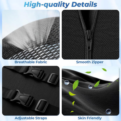 Lumbar Support Pillow, Ergonomic Back Cushion for Office Chair, Black/Large | Memory Foam Back Pillow with Adjustable Strap for Long-Hour Sitting , Gaming Chair, Back Support for Pain Relief