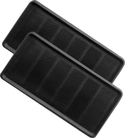 IRONGATE Heavy Duty Big Foot Boot Tray - Set of 2 Indoor/Outdoor Use 100% Rubber All Weather Shoe Mat - Multi-Purpose Entryway/Garage/Pet Feeding/Painting Project Clean Ups - 16x32 - Black