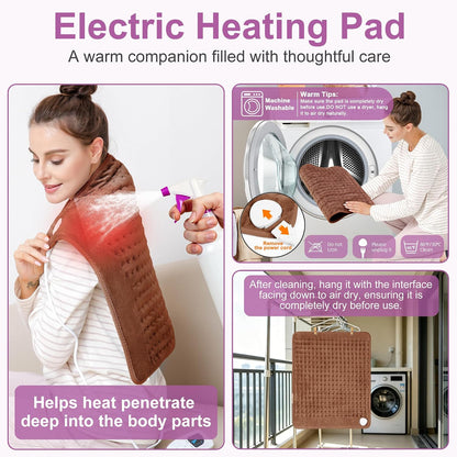 Heating Pad,Heated Blanket,Heating Pad for Back Neck,Grey,24x12 Inch | Electric Heating Pad,Dry/Moist Heat Heating Pads,Heating Pads for Shoulder,Abdomen,Heat Pad for Women Men,Birthday Gift