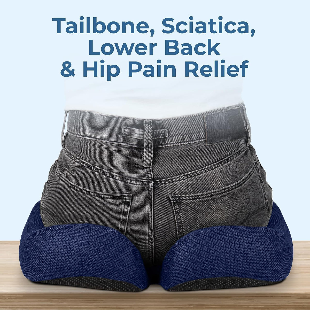 5 STARS UNITED Seat Cushion - Memory Foam Chair Cushion for Tailbone Pain Relief - Ergonomic Support for Coccyx, Sciatica & Butt - Office, Desk & Gaming Chair, Car Seat, Wheelchair, Airplane, Black