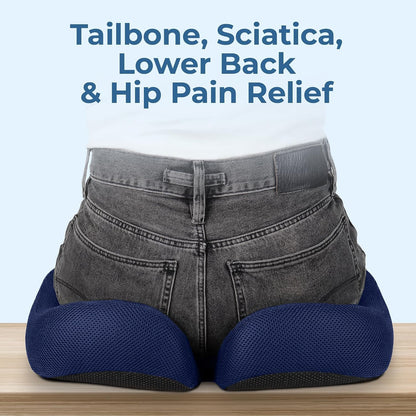 5 STARS UNITED Seat Cushion - Memory Foam Chair Cushion for Tailbone Pain Relief - Ergonomic Support for Coccyx, Sciatica & Butt - Office, Desk & Gaming Chair, Car Seat, Wheelchair, Airplane, Black