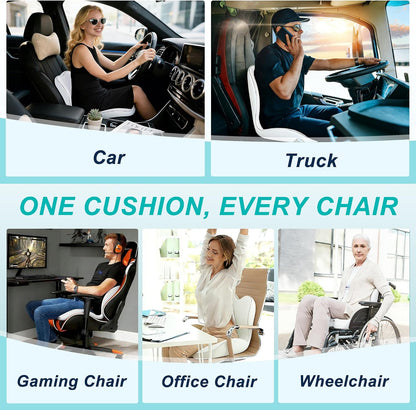 Seat Cushion for Office Chair, Ergonomic Cushion with Lumbar Support Pillow