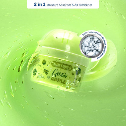 HUMYDRY Moisture Absorber Device, Mini 12-Pack,12.6oz, Green Apple Scent | 2-in-1 Moisture Absorber, Air Freshener Device, Dual-Function, Closets, Bathrooms, Small Spaces, Each Mini Lasts 4 to 6 Weeks