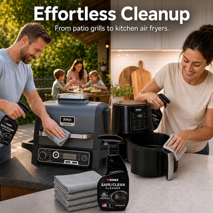 Kona Safe/Clean Air Fryer Cleaner and Degreaser Kit for Ninja Woodfire Grill, Smoker and Oven - 23oz Fume-Free No-Drip Gel Spray with 6 Stainless Steel Scrub Cloths