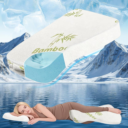 Knee Pillow for Side Sleepers, 100% Memory Foam Filling Leg Pillow for Side Sleeping, 4" Height Leg Pillow for Relieving Leg, Back, and Knee Pain Breathable & Pressure-Relieving Support - 18"x30"x4"