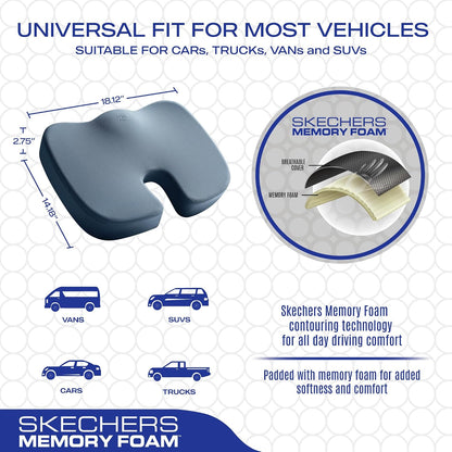 Skechers Memory Foam Seat Cushion,Office Chair Cushion for Tailbone Pain Relief,Butt Pillow for Office Chair,Car seat Cushion,Computer Desk,Long Sitting Office Workers,and Car Drivers,Black