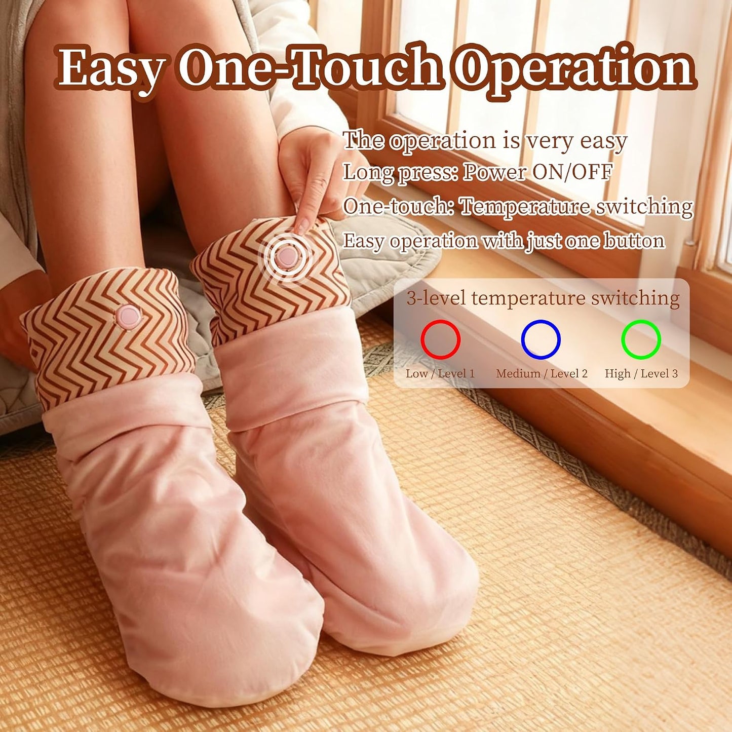 3-in-1 Heated Foot Warmers for Sleeping & Office, 5000mAh Battery Lasts All Night, 3 Adjustable Heat Settings, Electric Warming Socks/Mat for Women with Cold Feet