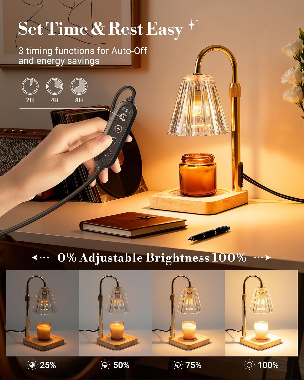 Marycele Candle Warmer Lamp with Timer, Vintage Home Decor, Gifts for Women