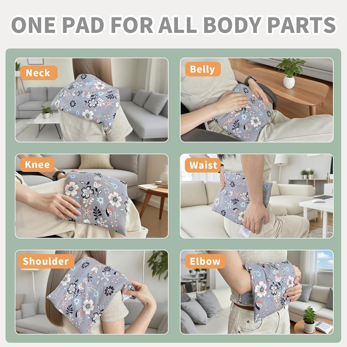UNCN Wide Microwave Heating Pad with Washable Cover 9.5 x 16in Microwavable