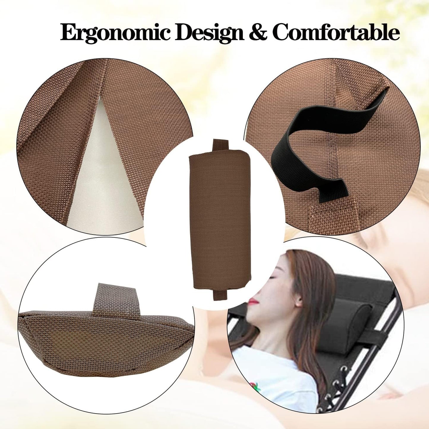 Zero Gravity Chair Set of 2 Replacement Pillow Headrest with Elastic Band, Universal Soft Removable Padded Cushion Head Pillow for Zero Gravity Lounge Chair, Folding Patio Lawn Recliner Chairs, Blue