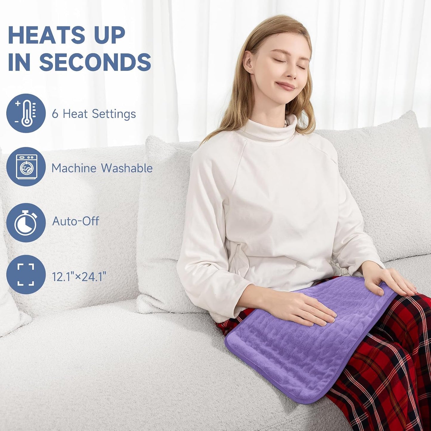 Heating Pad for Back, Neck, and Shoulder Pain Relief, Electric Heat Pad with 6 Heat Levels, Moist Heat Option, Auto Shut-Off, Birthday Christmas Gift for Women Men Mom Dad Grandma, Gift for her