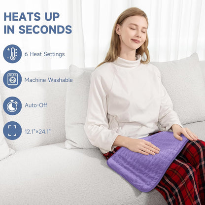 Heating Pad for Back, Neck, and Shoulder Pain Relief, Electric Heat Pad with 6 Heat Levels, Moist Heat Option, Auto Shut-Off, Birthday Christmas Gift for Women Men Mom Dad Grandma, Gift for her