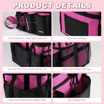 Extra Large Cleaning Caddy Bag with Built-In Support Board, Cleaning Tote Organizer with Removable Divider, Supply Carryall with Adjustable Shoulder Strap and Waist Belt for Cleaners & Housekeeper