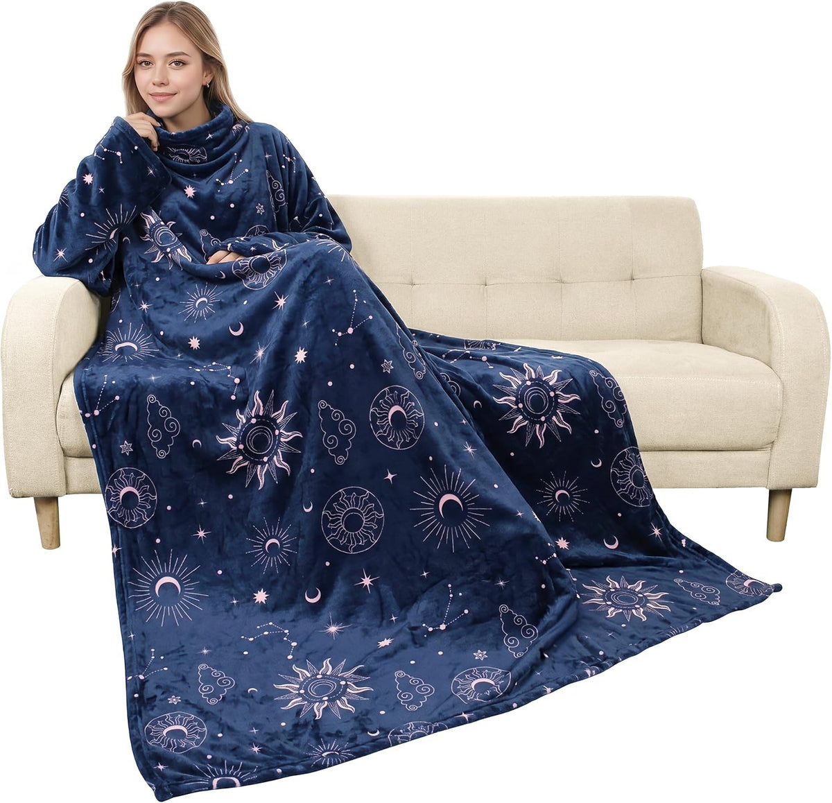 Catalonia Wearable Blanket with Sleeves for Women & Men, Fleece Wrap Throw