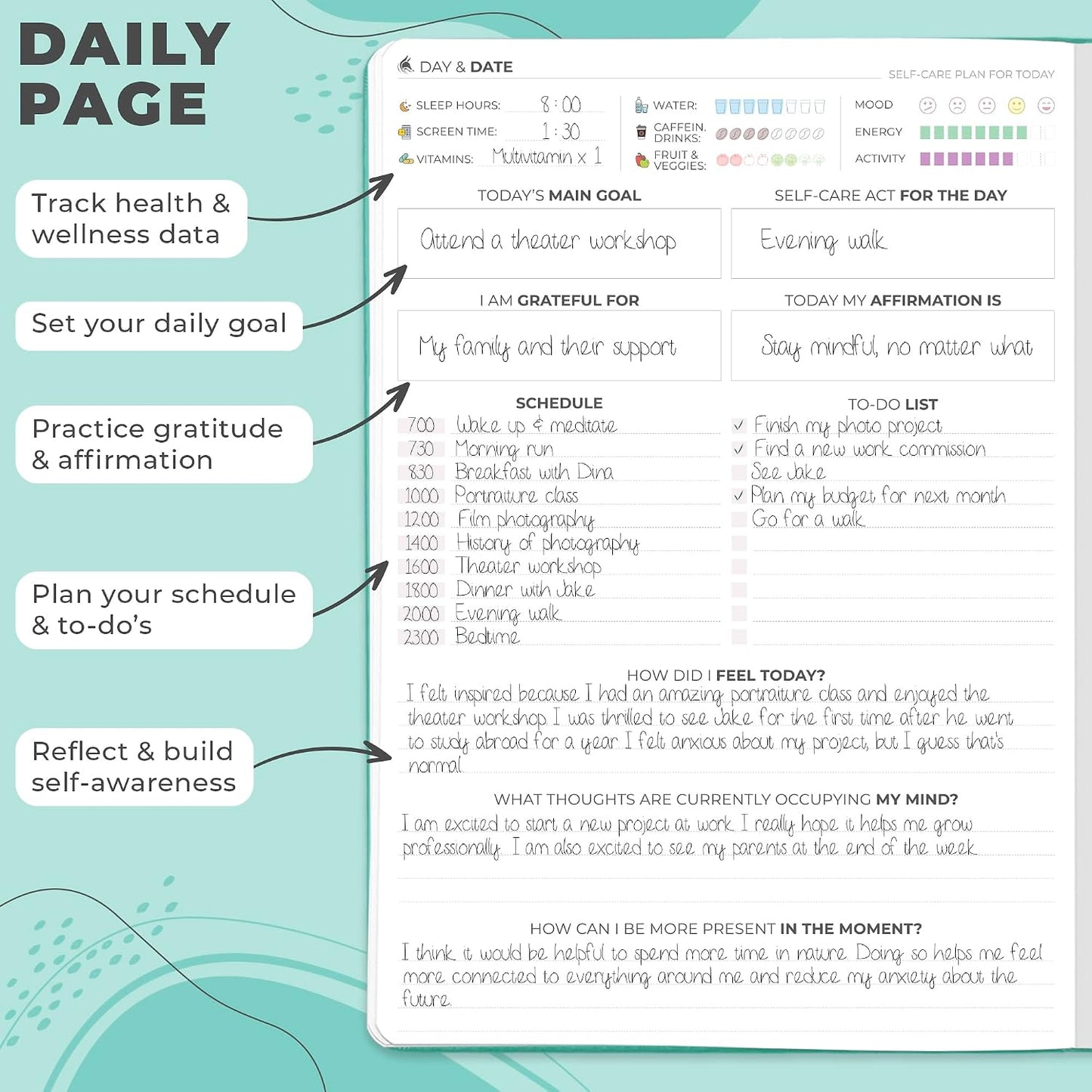 Clever Fox Self-Care Journal PRO for Women, Mental Health, Seashell | Guided daily life reflection, wellness, gratitude, and mood prompts, habit tracker, 7x10 in, eco leather hardcover