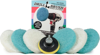 Cordless Drill Attachment - Acid Rain - Pool Tile - Granite - Shower Doors | Scrub - Scour - Drill Pads - Hard Water Stain Remover - Soap Scum - Mold - Mildew - Mineral - Rust - Calcium - Limescale