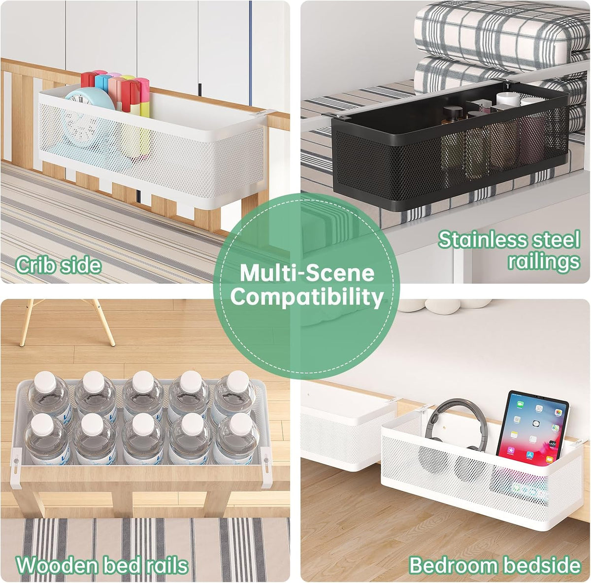 Bedside Caddy Shelf for Bunk Bed, White, L13.78in*W5.12in*H3.94in
