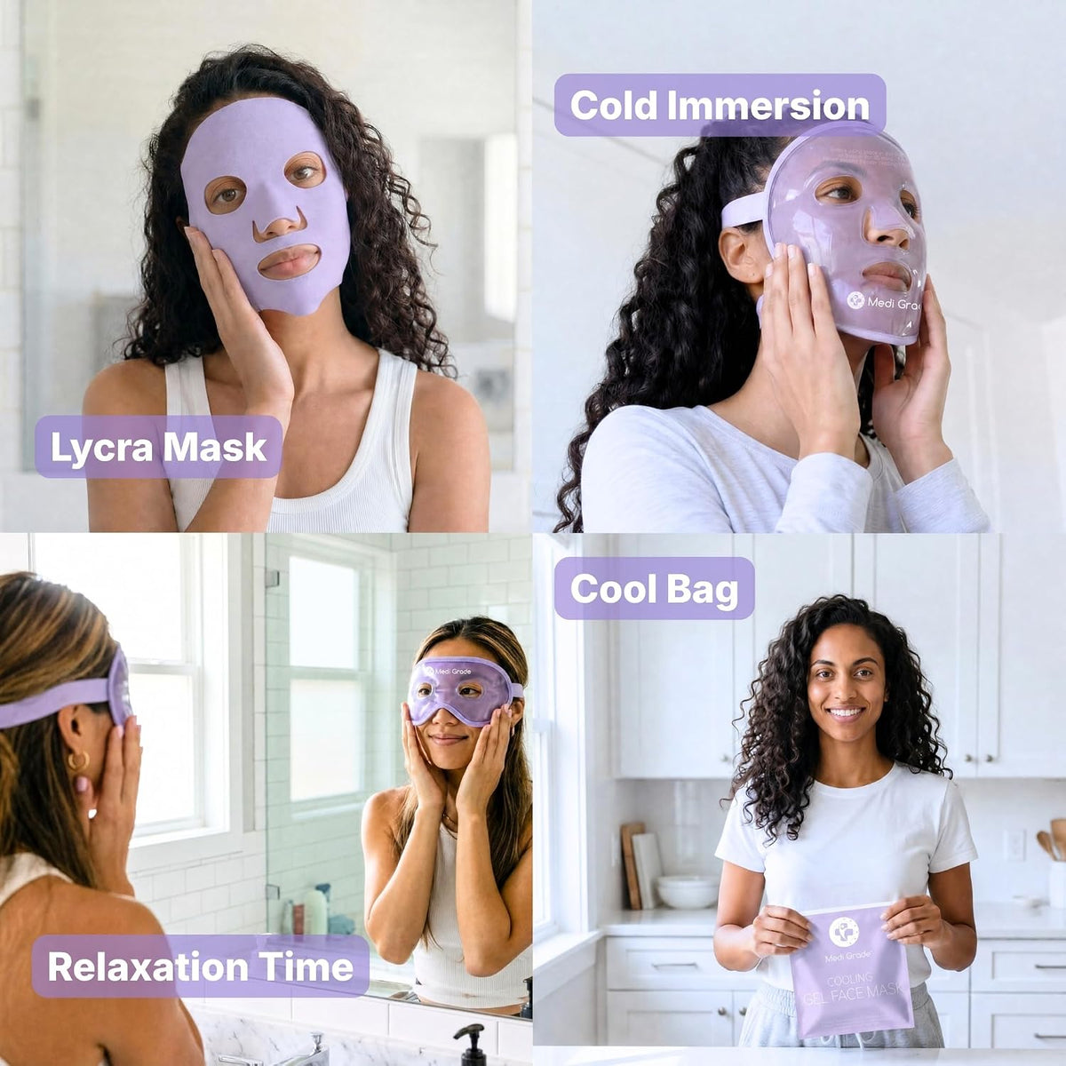 Medi Grade Face Ice Pack and Cooling Eye Mask Set, ChillGel Gel Mask, Green