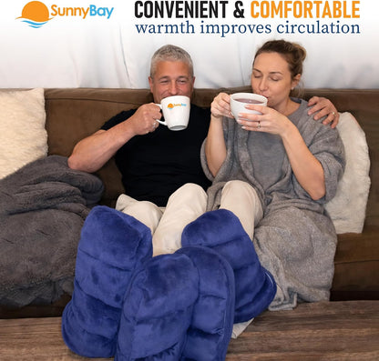 SunnyBay Microwavable Foot Warmer Slippers, Large, Navy Blue