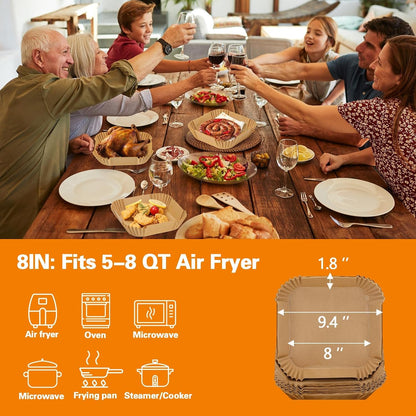 200Pcs Air Fryer Disposable Paper Liner, Round Non-Stick Air Fryer Liners Parchment Paper for Baking Roasting Microwave Oven (6.3 inch)