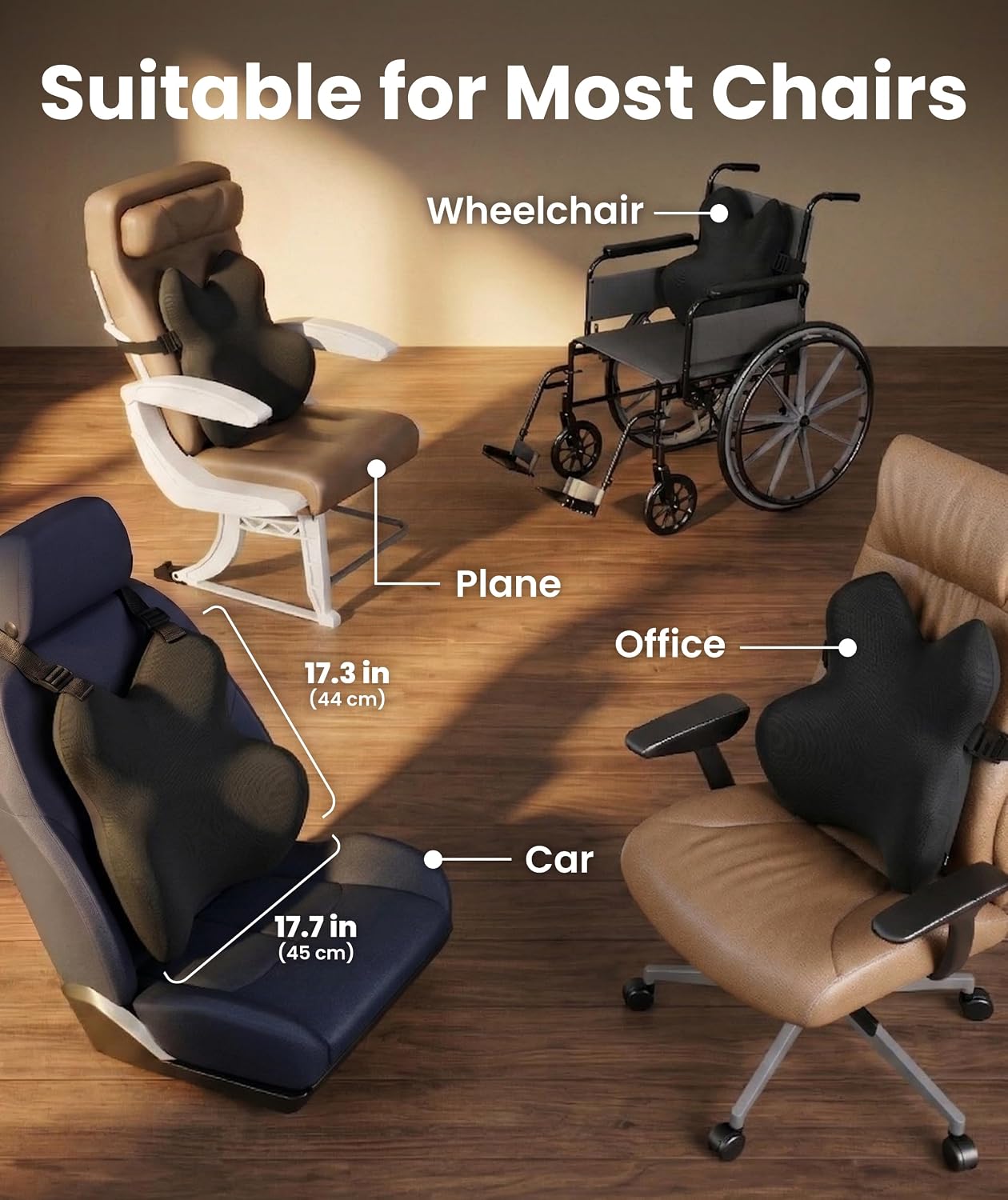 Elevate Series by Everlasting Comfort Lumbar Support Pillow for Office Chair - Memory Foam Back Cushion for Car Seat - Promotes Better Posture, Back Pain Relief - Ideal for Gaming and Desk Chairs