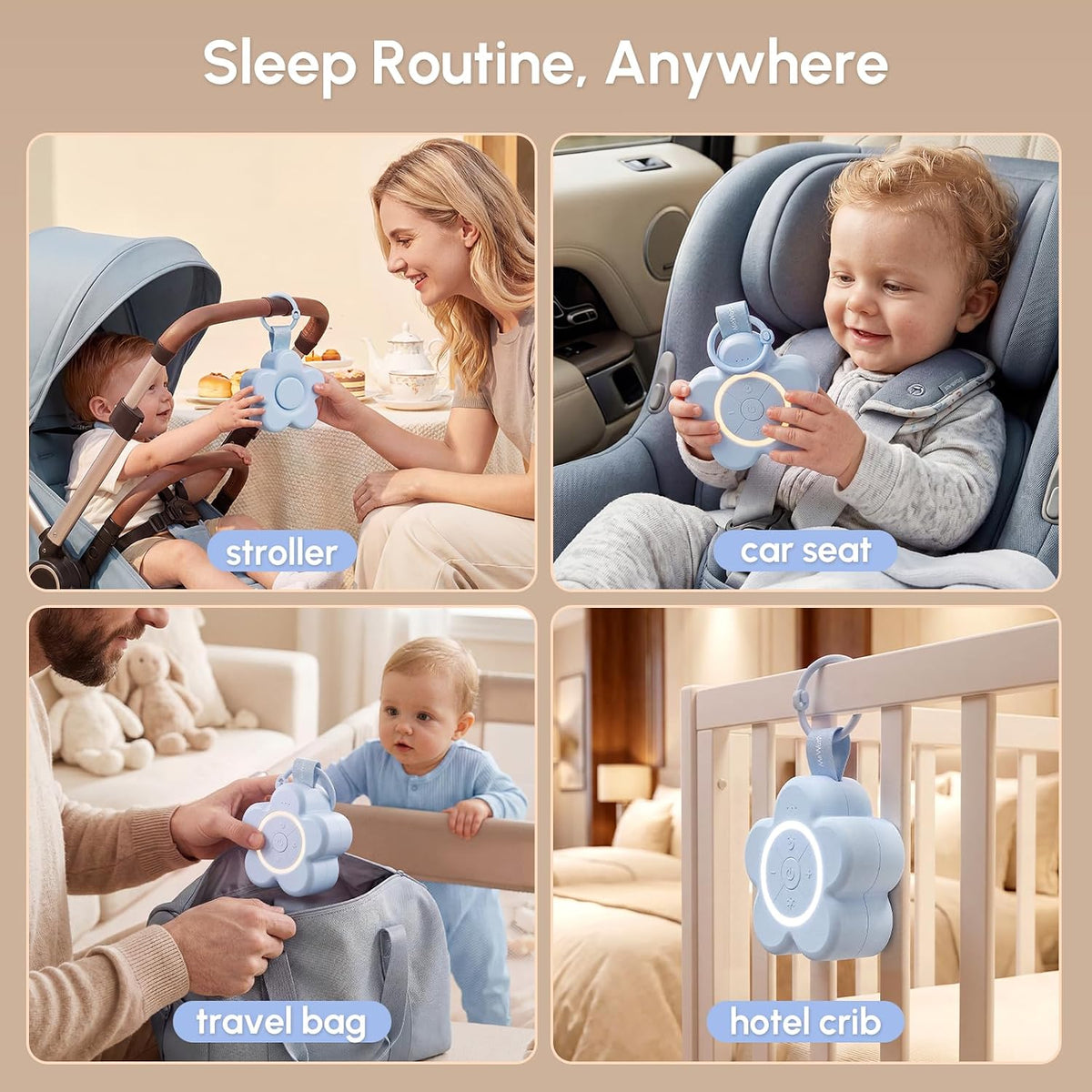 Mewaii Portable Sound Machine Baby for White Noise, Night Light for Kids