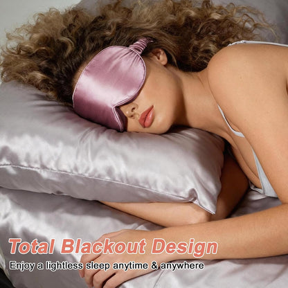 VOCOSTE 3D Silk Sleep Mask with Travel Pouch, Bean Pink