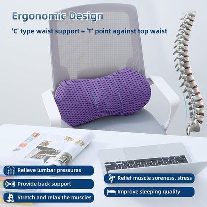 Lumbar Pillow, Memory Foam Lumbar Support Pillow for Office Chair and Car Seat, Ergonomic Streamline Back Pillow for Lower Back Pain Relief, Back Support Pillow for Sitting, Driving, Traveling